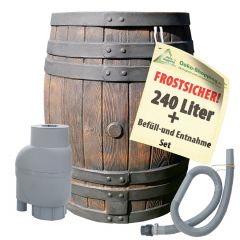 Regentonne Eichenfass 240l inkl. Fallrohrfilter T33 grau