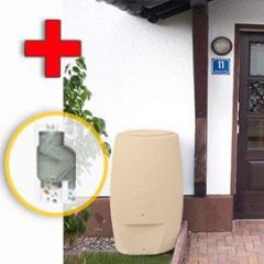Regentonne S�ule 250l elfenbein inkl. Fallrohrfilter T33 grau