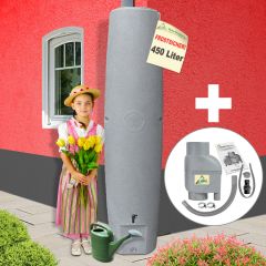 Regentonne S�ule 450l granit-grau inkl. Fallrohrfilter T33 grau