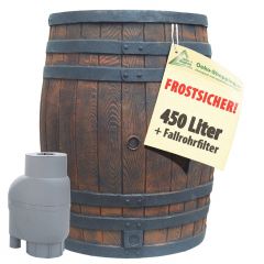 Regentonne Eichenfass 450l inkl. Fallrohrfilter T33 grau