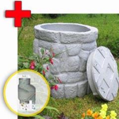 Regentonne M�rchenbrunnen granit-grau 400l  inkl. Fallrohrfilter T33 grau