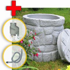 Regentonne M�rchenbrunnen granit-grau 400L inkl. Bef�ll- und Entnahmeset grau