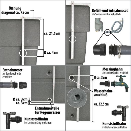 Ecktonne Nizza 300l anthrazit