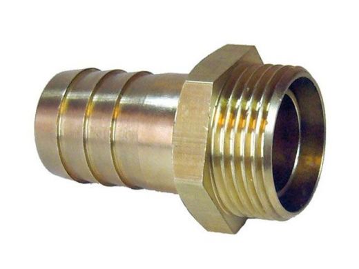 Messingtülle von 1 AGx25mm auf Schlauchanschluss 1 /Hose connector, brass, 1-male thread, 25mm hose connection, total length app. 55mm