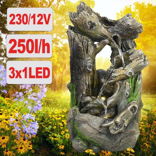 230V - Gartenbrunnen WALD-GEFLÜSTER  mit LED-Licht