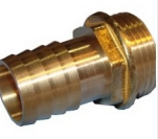 Messingtülle von 1 AGx25mm auf Schlauchanschluss 1 /Hose connector, brass, 1-male thread, 25mm hose connection, total length app. 55mm