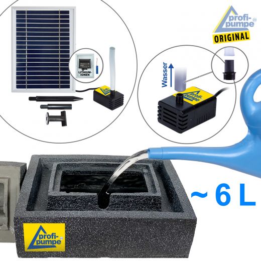 Solar – Gartenbrunnen BASALT-KASKADE - Wasser einfüllen