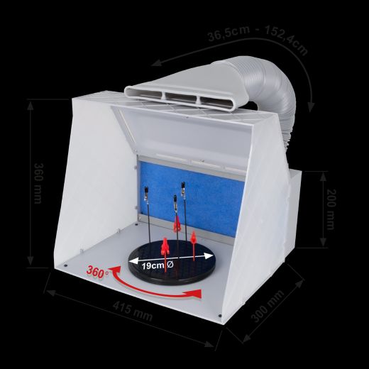 Airbrush Absauganlage Hobby-2 Abmessung