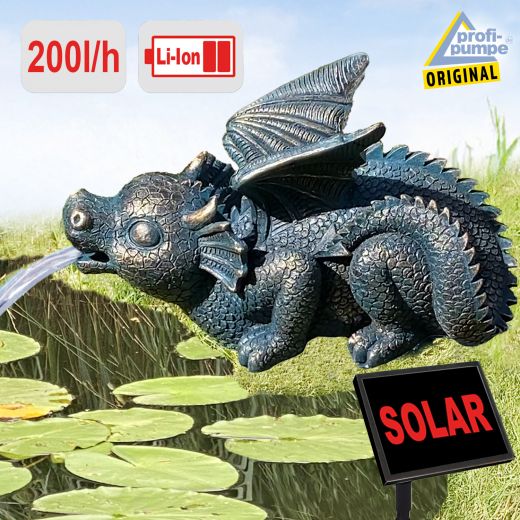 Solar Gartenbrunnen ZAUBER-DRACHE mit Li-Ion-Akku