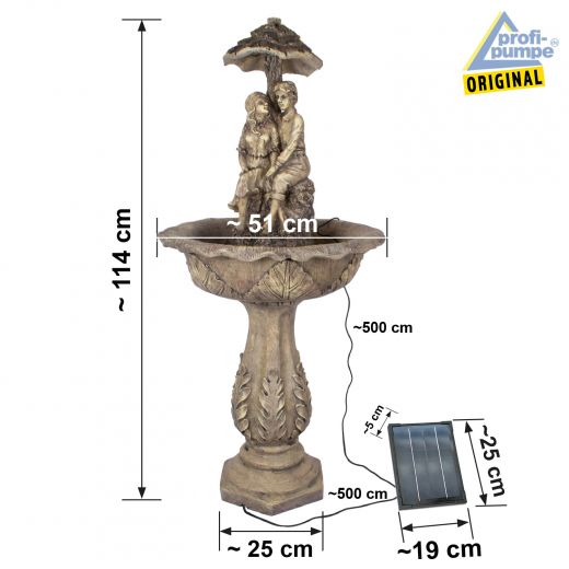 Solar - Brunnen "DIE LIEBENDEN 200-3" - Abmessungen