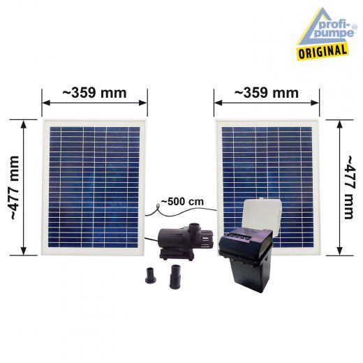 Teichpumpen-Set Oasis-4000R mit Li-Ion Akku Abmessungen