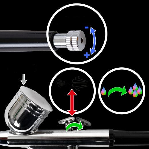 Airbrushpistole Profi-AirBrush Gravity Double-Action-Gun 130 D 0,3