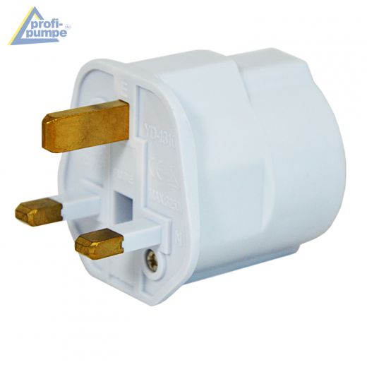 Reisestecker Adapter, Steckdosenadapter Reise, Adapterstecker Zwischenstecker von Schuko Deutsch auf England-Stecker, Sicherung 16 Ampere