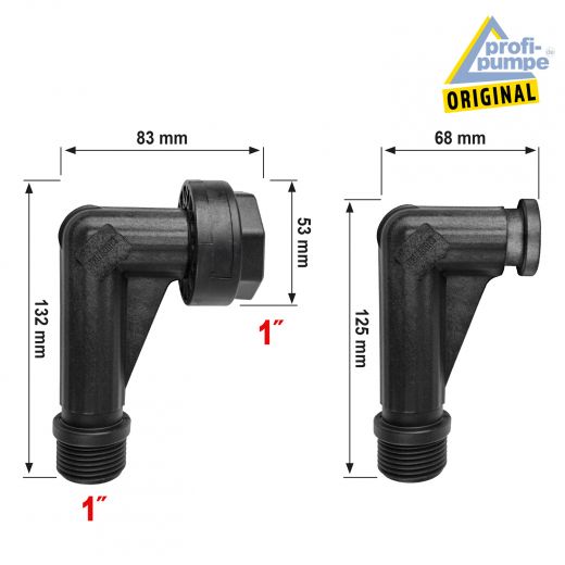 QUICK RELEASE 90° Winkel 1" - Abmessungen