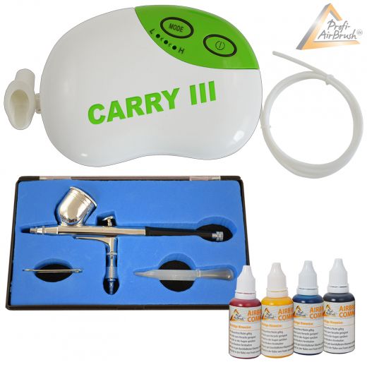 Profi-AirBrush Carry III Color II mit 4 Farben Set