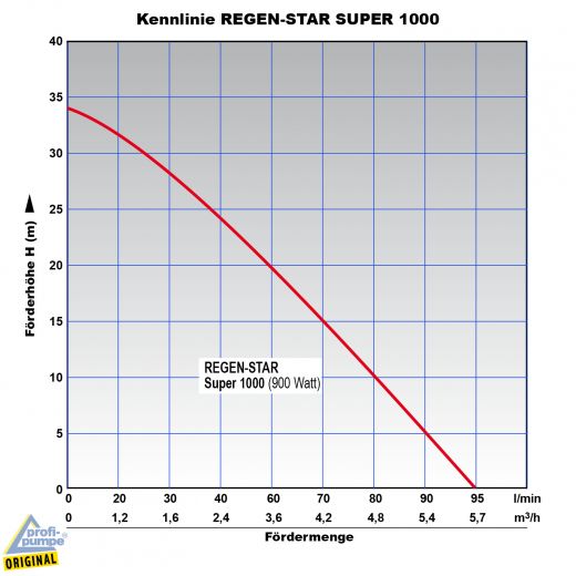 Tauchpumpe REGEN-STAR-SUPER 1000 mit 20m Kabel, Brunnenpumpe, Hauswasserwerk, HWW