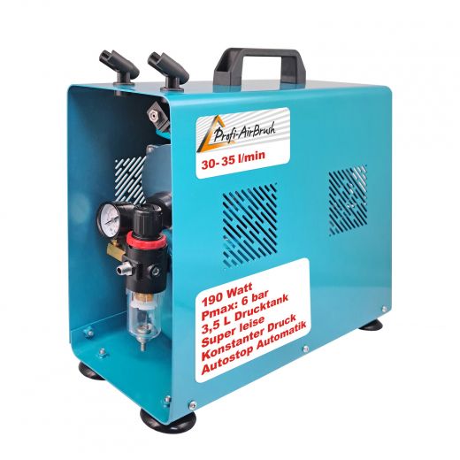 Profi-AirBrush Kompressor DUO-Power II-C mit Schutzgehäuse Druckkessel