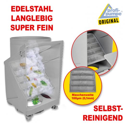 Regen-Filter T 50 grau, Regenfilter, REGENSAMMLER REGENWASSER SAMMLER FÜLLAUTOMAT FALLROHRFILTER REGEN, Laubabscheider
