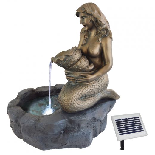 GARTENBRUNNEN BRUNNEN Solar BRUNNEN ZIERBRUNNEN VOGELBAD TEICHPUMPE - SPRINGBRUNNEN WASSERSPIEL Meerjungfrau