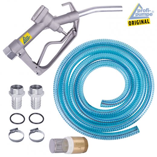 B-Ware Dieselpumpen-Zubehör-Set: Zapfpistole für Dieselpumpen und Wasserpumpen, PVC-Schlauch, Rückschlagventil, Tüllen und Schlauch-Schellen