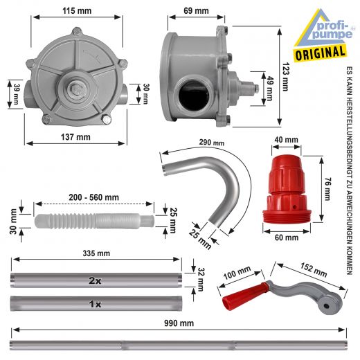 Manuelle Hand-Kurbelpumpe S70, Fass-Pumpe für Diesel/Öl, Diesel-Fasspumpe, Manuelle Fasspumpe, Manuelle Fass-Pumpe für Diesel, Manuelle pumpe zum Umfüllen