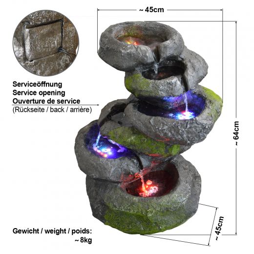 GARTENBRUNNEN BRUNNEN ZIERBRUNNEN VOGELBAD WASSERFALL GARTENLEUCHTE TEICHPUMPE - SPRINGBRUNNEN WASSERSPIEL