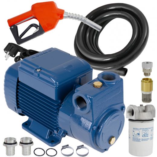 EU Diesel DeLuxe CKm 50 selbstansaugende Pumpe mit Gummi Schlauch, Pistole und Zubehör 