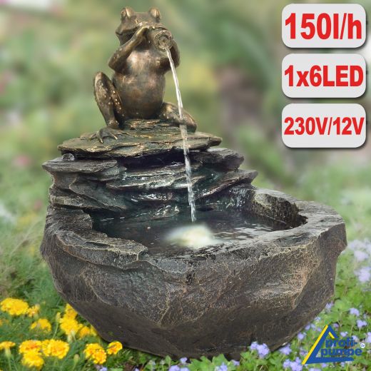 B-Ware Gartenbrunnen DURSTIGER FROSCH mit LED-Licht