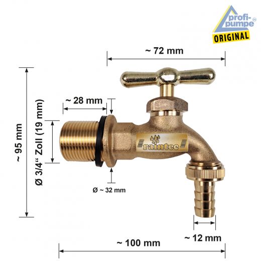 Wasserhahn Messing 3/4 Zoll