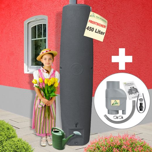 Regentonne Säule 450l anthrazit zzgl. Fallrohrfilter T33 - <b>Auswahl</b> 