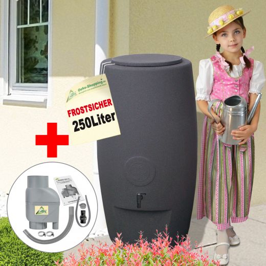 Regentonne SÄULE anthrazit 250l zzgl. Fallrohrfilter T33-<b>Auswahl</b>