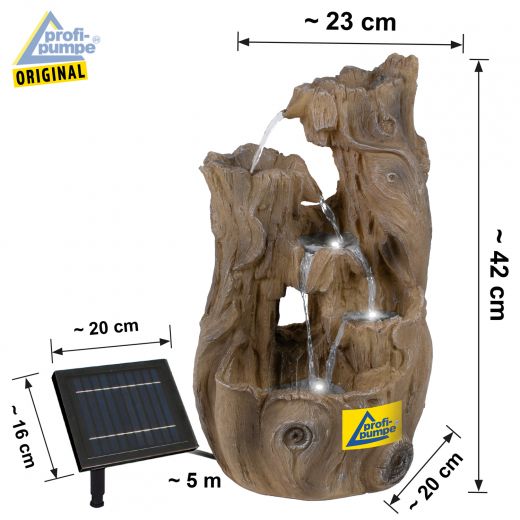 Solar Gartenbrunnen WURZEL-ZAUBER Abmessungen