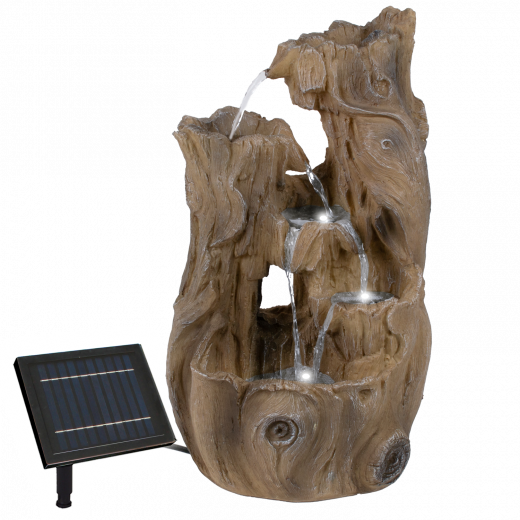 Solar Gartenbrunnen WURZEL-ZAUBER mit LED-Licht und Li-Ion-Akku
