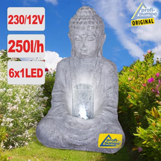 230V - Gartenbrunnen ZHEN LEBENS-LICHT mit LED Licht 