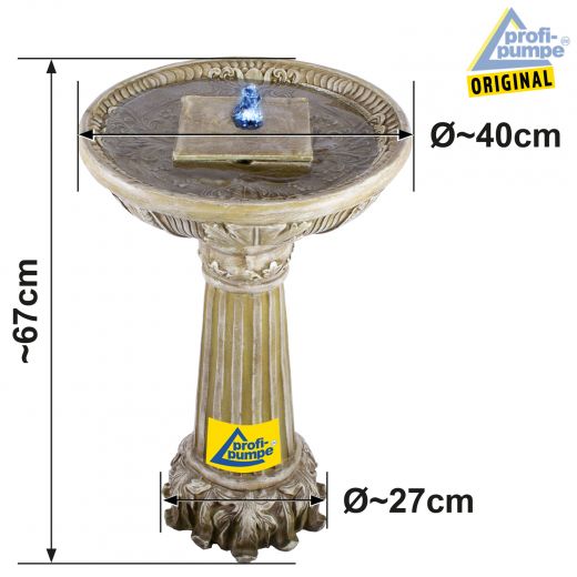 Gartenbrunnen Brunnen Zierbrunnen Vogelbad Wasserfall Gartenleuchte Teichpumpe Springbrunnen Wasserspiel