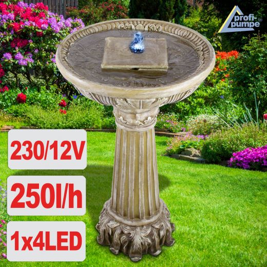 230V - Gartenbrunnen & Wasserspiel LIEBES-BRUNNEN mit LED-Licht