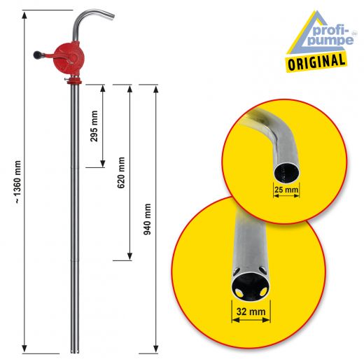 Manuelle Hand-Kurbelpumpe R70 Abmessungen