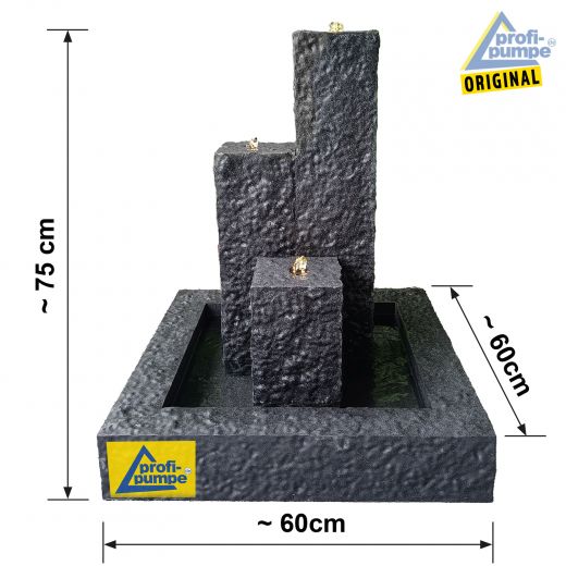 Garten-und Zimmerbrunnen Trio-Basalt-2 230V