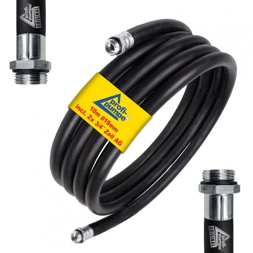 Diesel Gummi-Schlauch-Set 1.2 Innendurchmesser 19mm mit 3/4"-AG-Schlauchtüllen, schwarz, 10m