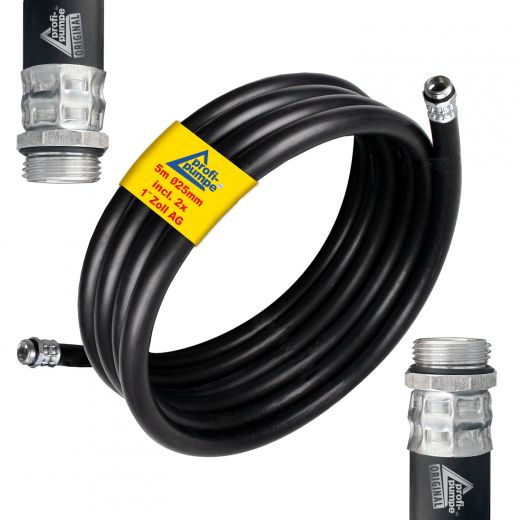 Diesel Gummi-Schlauch-Set 1.1 Innendurchmesser 25mm mit 1"-AG-Schlauchtüllen, schwarz, 5m