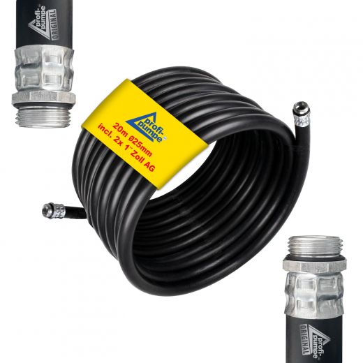 Diesel Gummi-Schlauch-Set 1.1 Innendurchmesser 25mm mit 1"-AG-Schlauchtüllen, schwarz, 20m