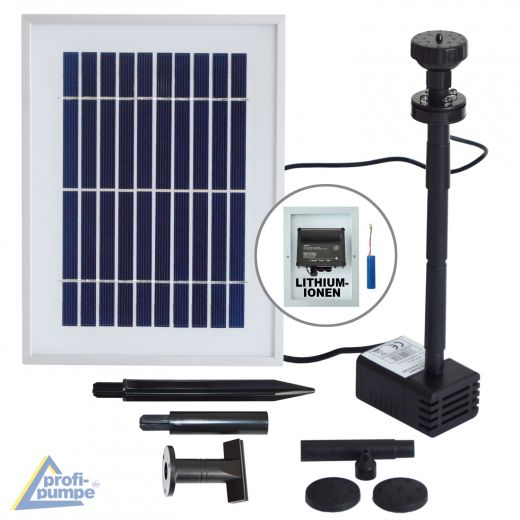 Teichpumpen-Set Solar Oasis 500-3 Li und LED, Solar Teich Pumpe Springbrunnen, Wasserspiel, Brunnen, Gartenbrunne, Zierbrunnen, Solarbrunnen, Solarspringbrunnen, Solarwasserspiel