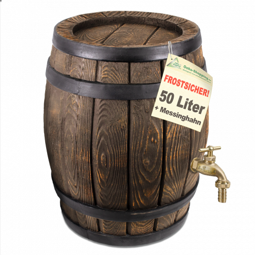 Regentonne Eichenfass 50L mit Messing-Wasserhahn 3/4 Zoll