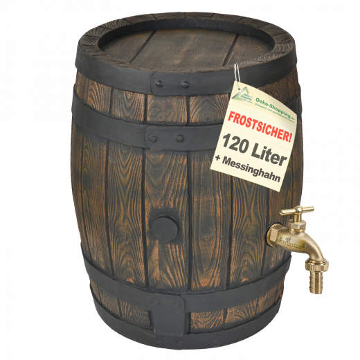 Regentonne Eichenfass 120L mit Messing-Wasserhahn 3/4 Zoll