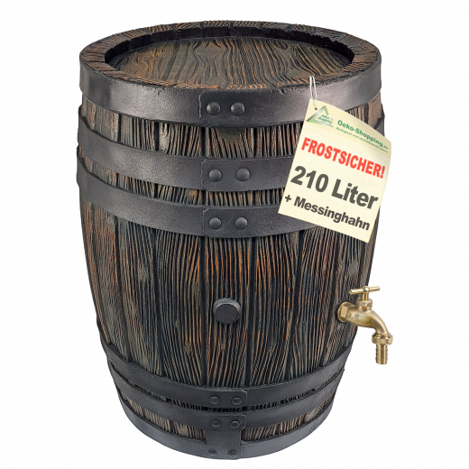 Regentonne Eichenfass 210L mit Messing-Wasserhahn 3/4 Zoll