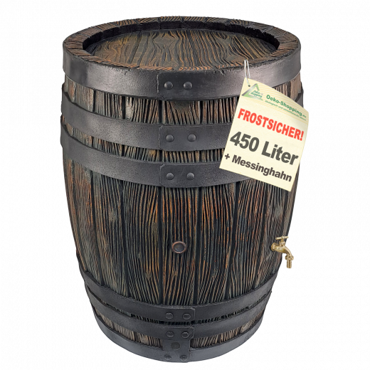 Regentonne Eichenfass 450L mit Messing-Wasserhahn 3/4 Zoll