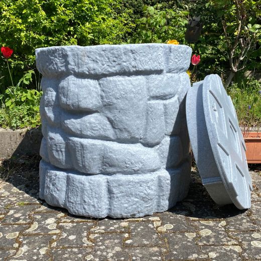 Regentonne BRUNNEN granit-grau (330l) mit Auslaufhahn