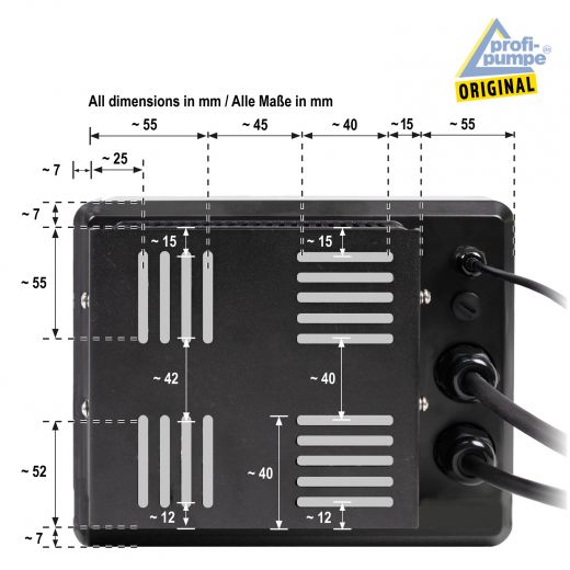 IPC INVERTER-Pumpensteuerung 7 - 1,1KW 1*230V/3*230V, verkabelt - Vermaßung für Anbringung 