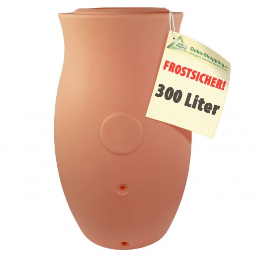  Regentonne in in klassischer Amphorenoptik, Inhalt 300 Liter, Farbe terracotta. REGENTONNE REGEN FASS WASSER TONNE REGENWASSER TONNE SPEICHER GARTEN