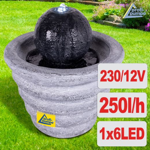 B-Ware 230V - Gartenbrunnen WOGEN-RAUSCH mit LED Licht